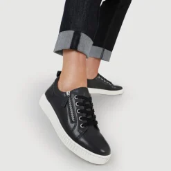 Women Jones Bootmaker Azure Leather Wide-Fit Trainers -