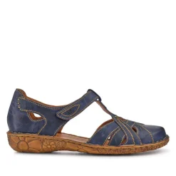 Women Josef Seibel Enclosed-Heel Leather Sandals - Navy