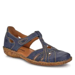 Women Josef Seibel Enclosed-Heel Leather Sandals - Navy
