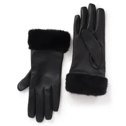 Women Jones Bootmaker Faux Fur Cuffed Leather Gloves -