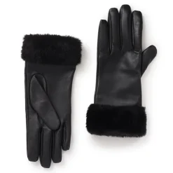 Women Jones Bootmaker Faux Fur Cuffed Leather Gloves -