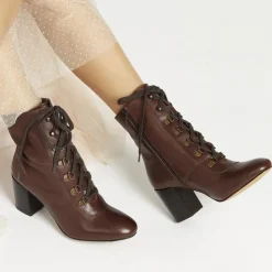 Women Jones Bootmaker Liana Lace-Up Heeled Ankle Boots -