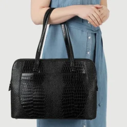 Women Jones Bootmaker Wynter Croc Leather Shoulder Bag -